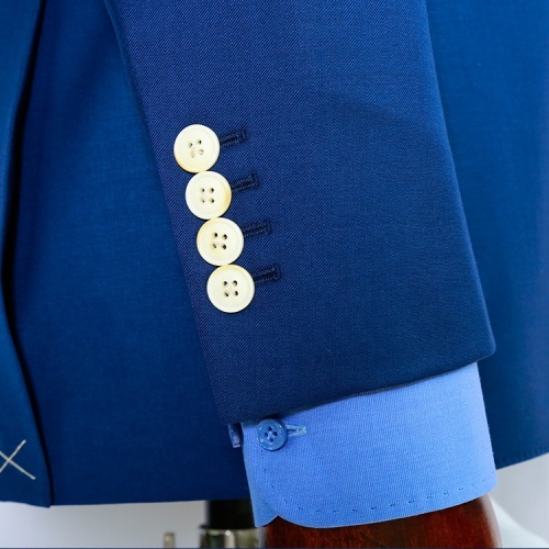 High End Tailored Double Breasted Navy Wool Suit