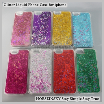 Glitter Liquid Cell Phone Case for iPhone Hard PC and Soft TPU Back Cover Bling Liquid Phone Case