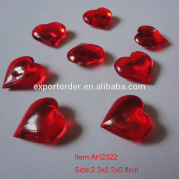 acrylic heart chips as wedding table confetti