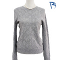 Pulover din tricot cu decolteu roșu cu grilă gri Heather