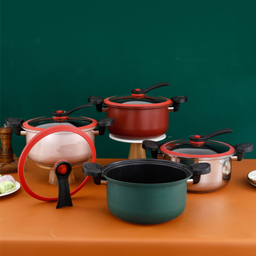 Energy Efficient Multi-Layer Double Bottom Pressure Cooker with Black Ceramic Coating