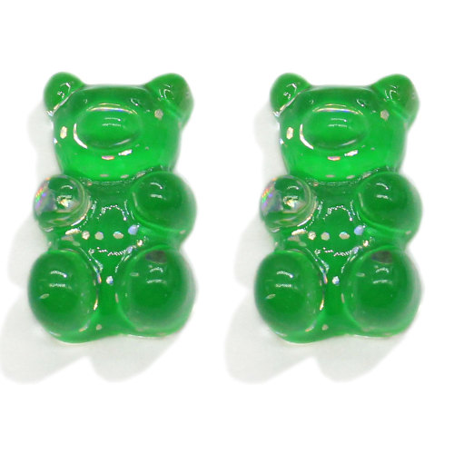 Resin  Cute Glitter Gummy  Bear Kawaii Charms Beads Flatback Cabochon  For DIY Earrings Decor slime Accessory