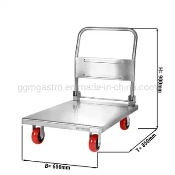 Stainless Steel Flat Trolley Mobile Cart with Foldable Design