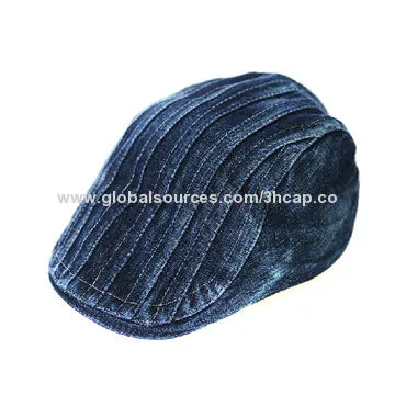 Men's beret with denim jean fabric, 3 styles available