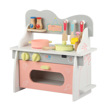2024 Unisex Mini Solid Wood Simulation Kitchen Stove Toy - Small Pink Kitchen for 2-4 Year Olds