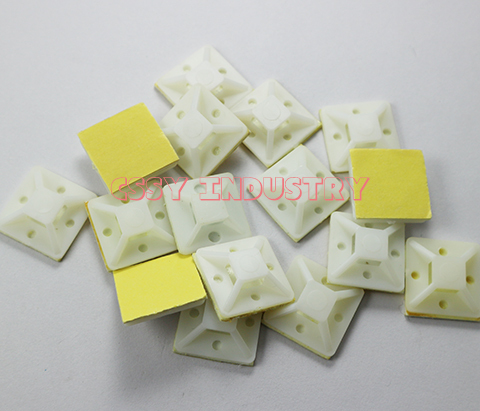 freeshipping 20mmx20mm 25x25 30x30 Self Adhesive Cable Tie Mount Base Holders yellow color