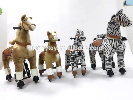 Plush stuffed kid Christmas ride on spring horse riding toy