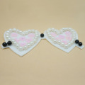 white pearl loving heart pattern embroidery patch