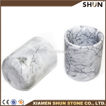 White and Black Candle Jar | Marble candle holder | Stone Candle Jar with metal lid