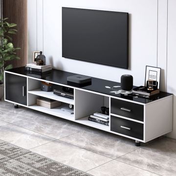 Simple Fashion Tempered Glass TV Table with Drawer - Wooden TV Cabinet Designs