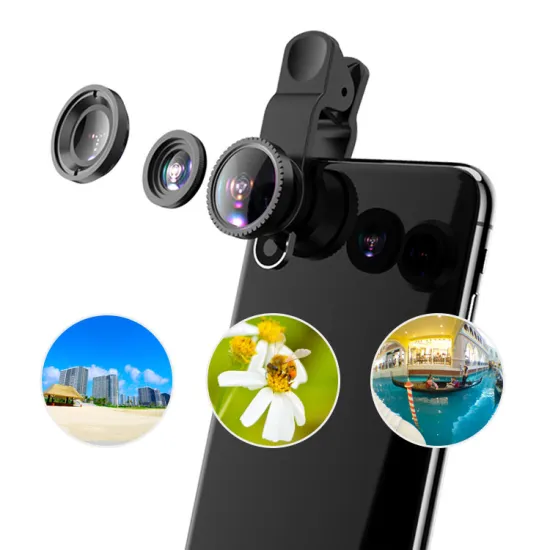 Universal Clip-on Lens for Cell Phones: 3-in-1 Optical Glasses, Wide Angle, Macro, and Fisheye