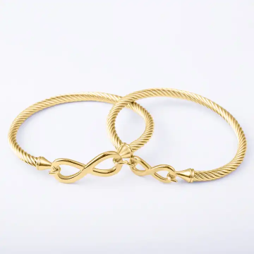 Infinite Symbol Stainless Steel Wire Rope Cable Twisted Bangle Jewelry for Women and Men
