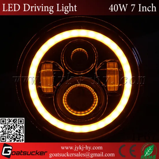Auto parts 40W 12V 24V 7" inch harley jeep wrangler round led headlights