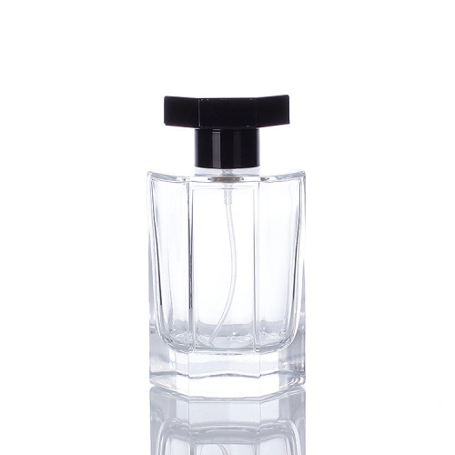 3.4 oz (100ml) Square Clear Glass Bottle