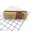 Trousse à crayons en toile de forme carrée à motif de chat personnalisé