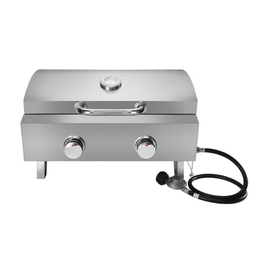 Portable Natural Gas Grill BBQ for Commercial Use - 2 Burner Tabletop Stainless Steel Grill