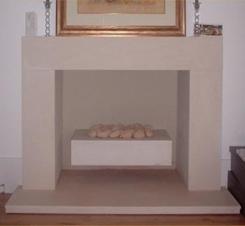 Stone Neon Surround Carved Stone Fireplace, Beige Fireplace Mantel