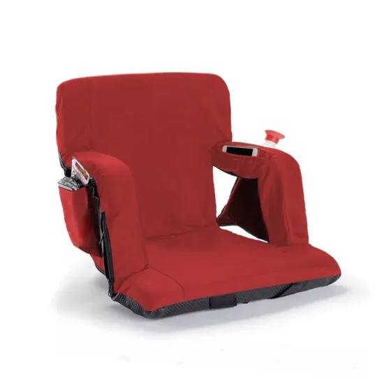 Modern Reclining Foldable Bleacher Chair with Armrests - Portable Outdoor Furniture (PVC Foam Material)