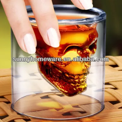 double wall wine glass / glass wine cup mug / red wine glass