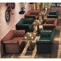 فاخر U شكل مقهى البار الهامبرغر متجر KTV Club Metal Velvet Leather Restaurant Sectional Sofa Booth