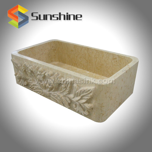 Apron Front Single Basin Beige marble Farmhouse Sink Manufacturer