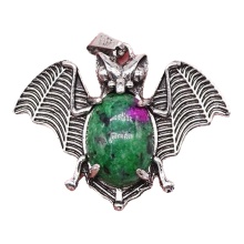 Ruby zoisite 13X18mm Cabs Antique Silver Alloy Antique Silver Alloy Bat Pendant for DIY Making Jewelry