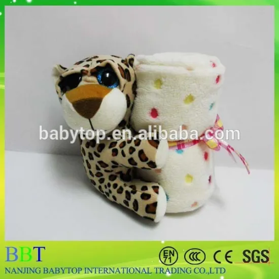 Baby care blankets, leopard animal stuffed toy with colorful spots blankets