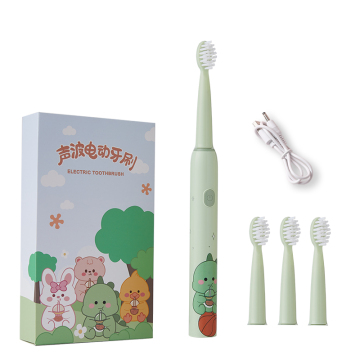 CH-905ET Cartoon Rechargeable Waterproof Electric Toothbrush for Kids - Milk Tea Design