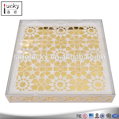 Elegant Square Golden Lighting Acrylic Tray