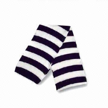 Knitted Scarf with Stripes All Over, Made of Acrylic, Suitable for Children
