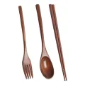 Set di bacchette forchetta cucchiaio posate in legno