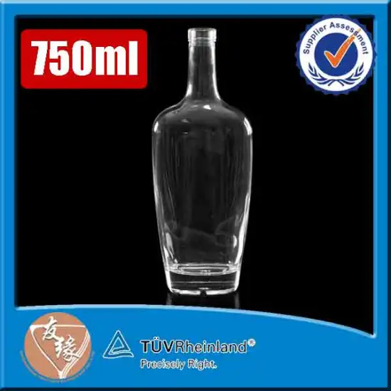 Alcohol packaging empty cork glass bottles 750 ml clear