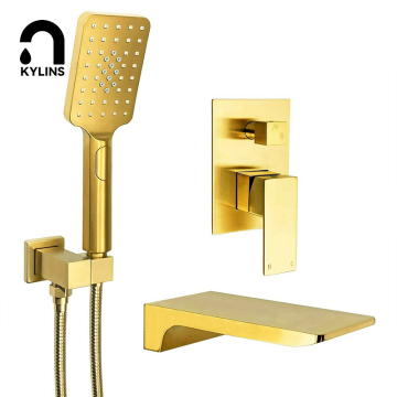 Stainless 304 Bathroom Mixer Tap with Brushed Gold Shower Set
