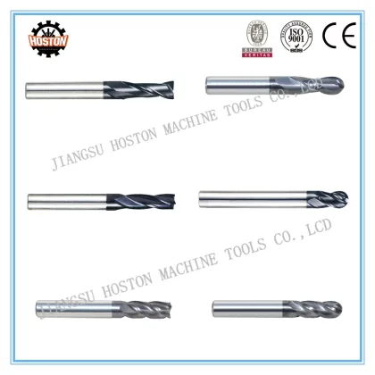 Hoston brand 2 flute 3 flute 4 flute tungsten solid carbide end mills, ball nose end mill