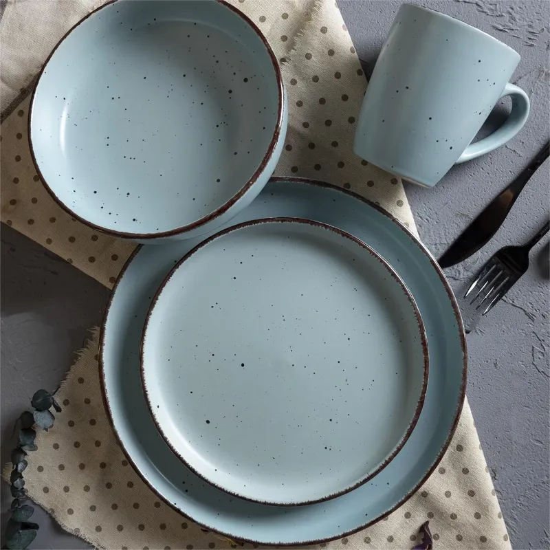 Eco-Friendly Multi-Color Glazed Stoneware Dinnerware Set
