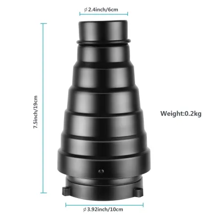 Conical Snoot with Honeycomb Grid and Color Filters for Elinchrom Flash Mount