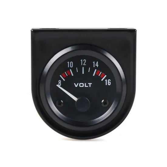Universal 2" 52mm Racing Car Volt Gauge with White LED Display for 8-16 Volts