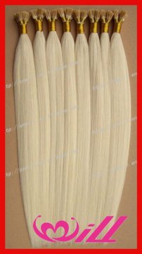 white color 60 european i tip human hair extension pre bonded