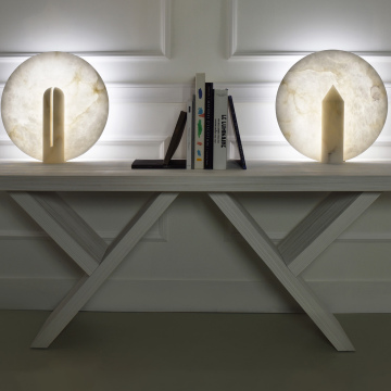 Harga pabrik Alabaster Bonnie &amp; Clyde Table Lamps for Hotel Office Reading Room