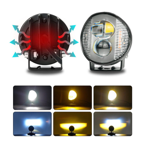 LiuHJG Motorcycle Led Fog Light 12-80V Round 2 Lens Spotlight Refit High Brightness Four Colors with Flash Driving Lights