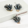 Druz Pyrite Gold Alloy Hedgehog Ornaments Figurines Tumbled Raw Gemstone Animals Home Decoration