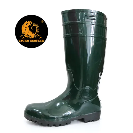 Anti slip PVC safety boots steel toe