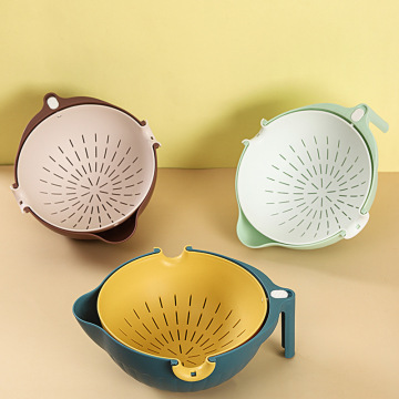 2-in-1 Plastic Colander Strainer Bowl Set for Vegetables and Fruits Cleaning and Mixing