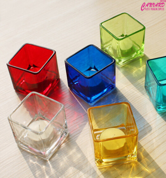 Square glass candle cup