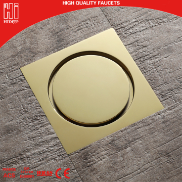 HIDEEP Bath room Fittings Pure Brass Gold Plated Bathroom Accessories Kitchen Floor Drain