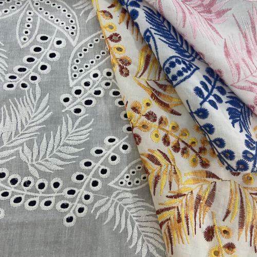 Spring/Autumn Leaves Cotton Eyelet Embroidery Fabircs