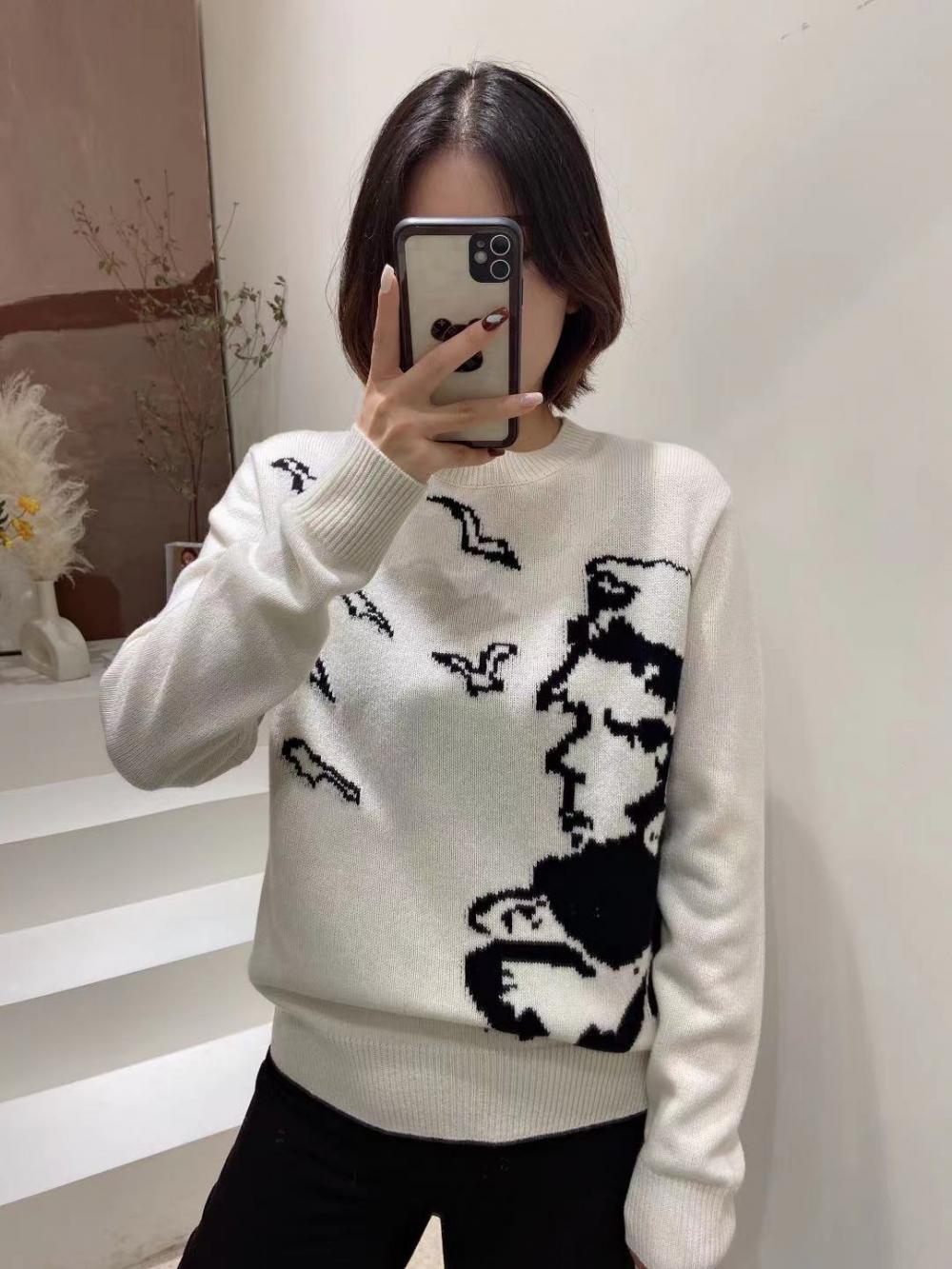 Sweater woman British lazy style loose round neck