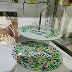 toughened glass popular pattern cake tray