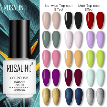 ROSALIND 7ML Nail Polish Gel Varnishes Hybrid Semi Permanent Nail Art Designed UV Nail Manicure Top Base Coat gel polish