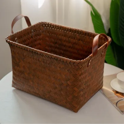 American-Made Rattan Storage Basket for Clothing and Laundry